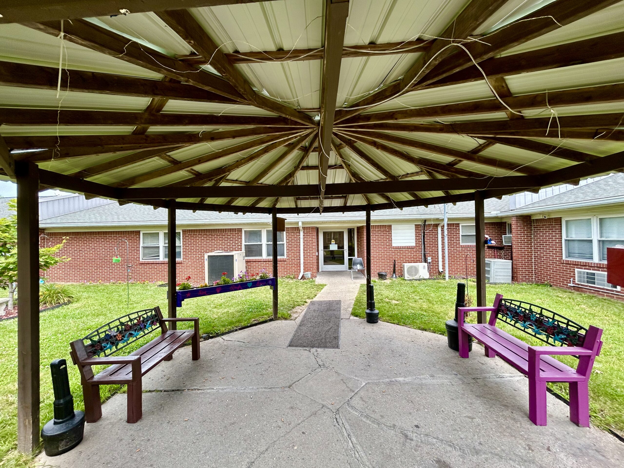 Garden sitting area in nursing home
