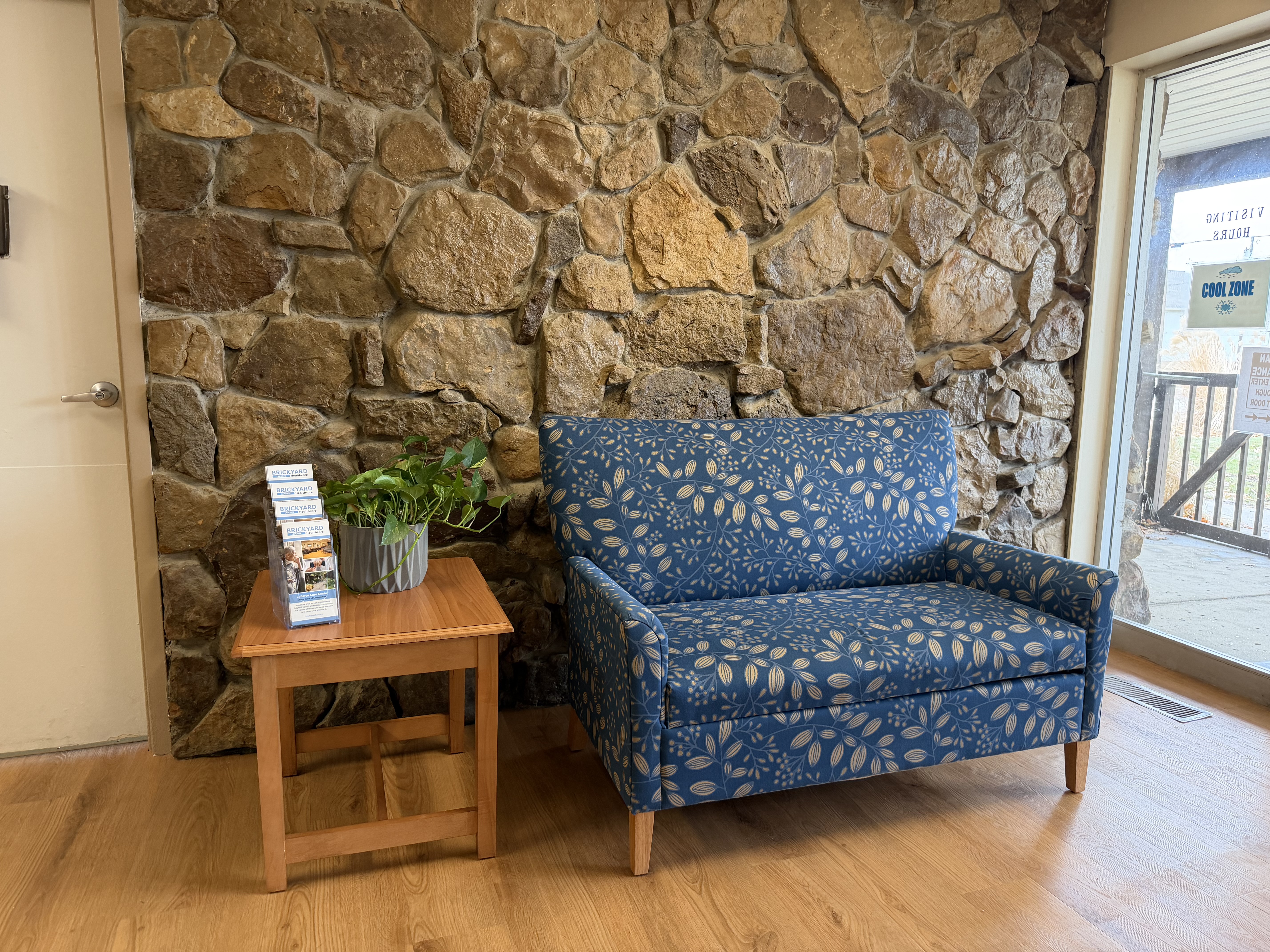 Sitting area with couch and side table